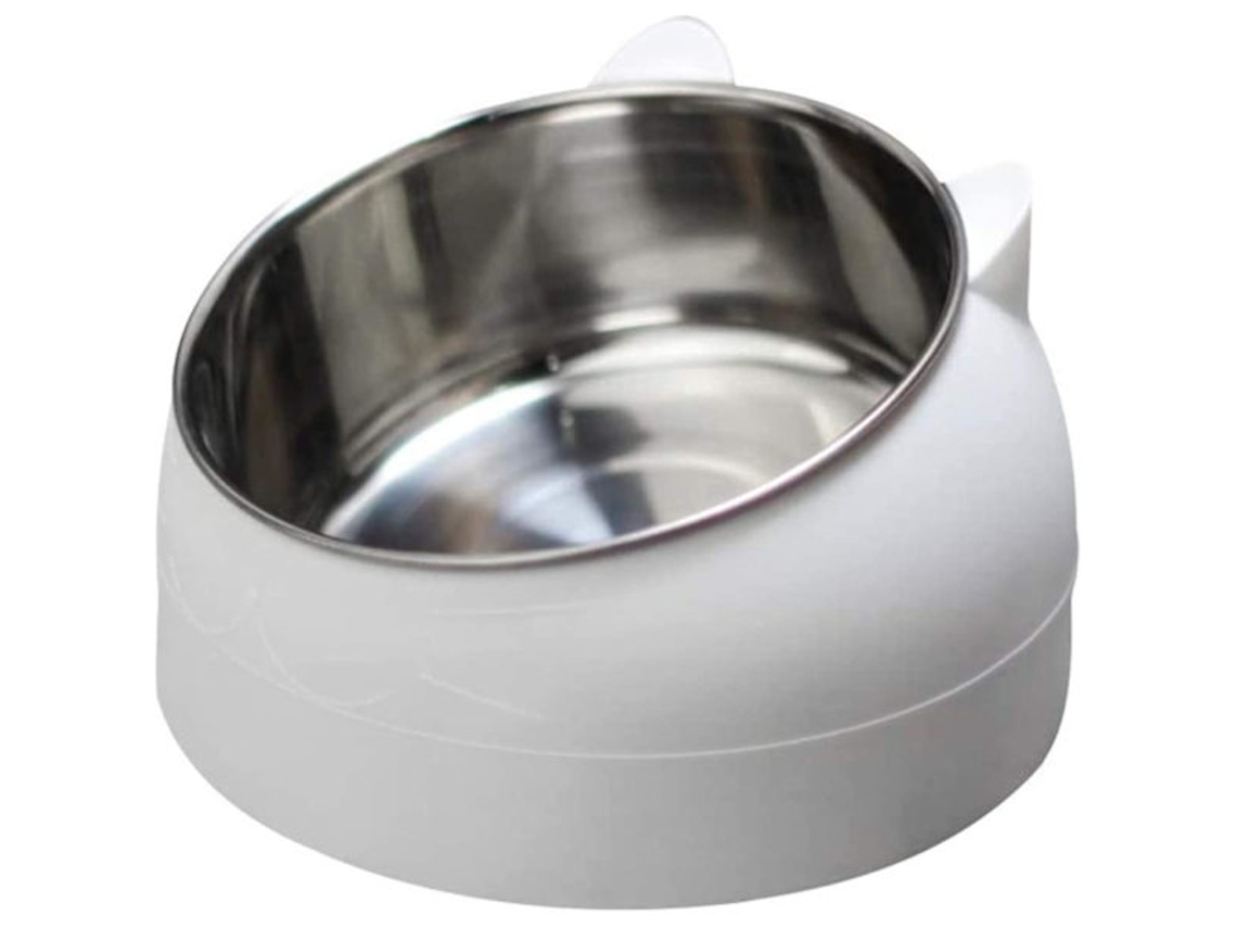 Tigela Genérica de Aço Inoxidável Compatível com Animais de Estimação, de Água Compatível com Gatos, Multifuncional, Branca AQUAFORGE