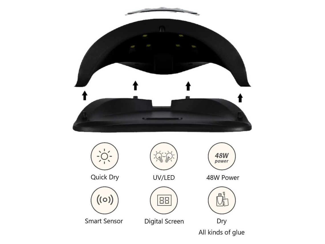 Secador De Unhas Com Lâmpada Led De 48w Para Esmalte Em Gel, Secagem Rápida Com Sensor Automático