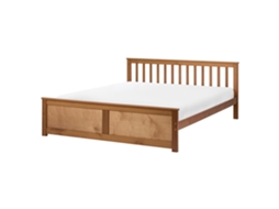 Cama Beliani Olendon De Madera De Pino Marrón 169x206x82