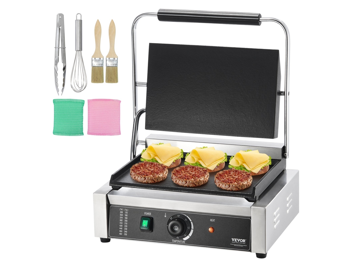 Comercial Panini Press Grill Sanduicheira Elétrica Chapa de Grelha 14X9 Polegadas VEVOR