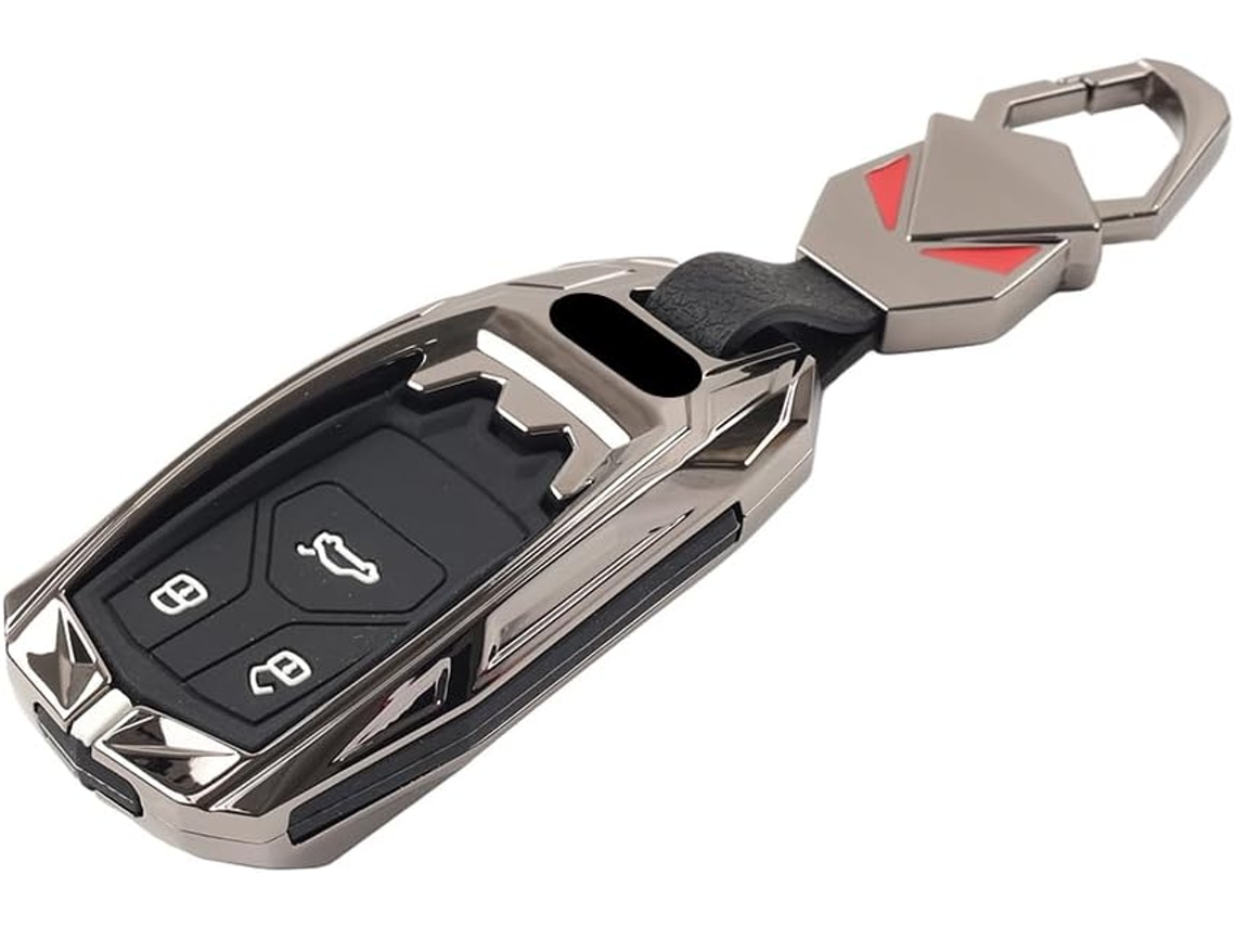 Conjunto De 3 Botões Para Chave Carro, Com Revestimento Em Liga De Zinco E Silicone Preto, Para Audi A4 2016-2019