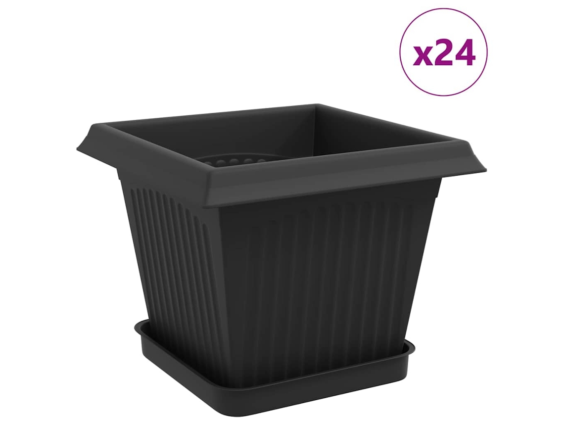 Vidaxl Vasos De Plantas 24 Pcs Preto 20 X 20 X 16 Cm Plástico