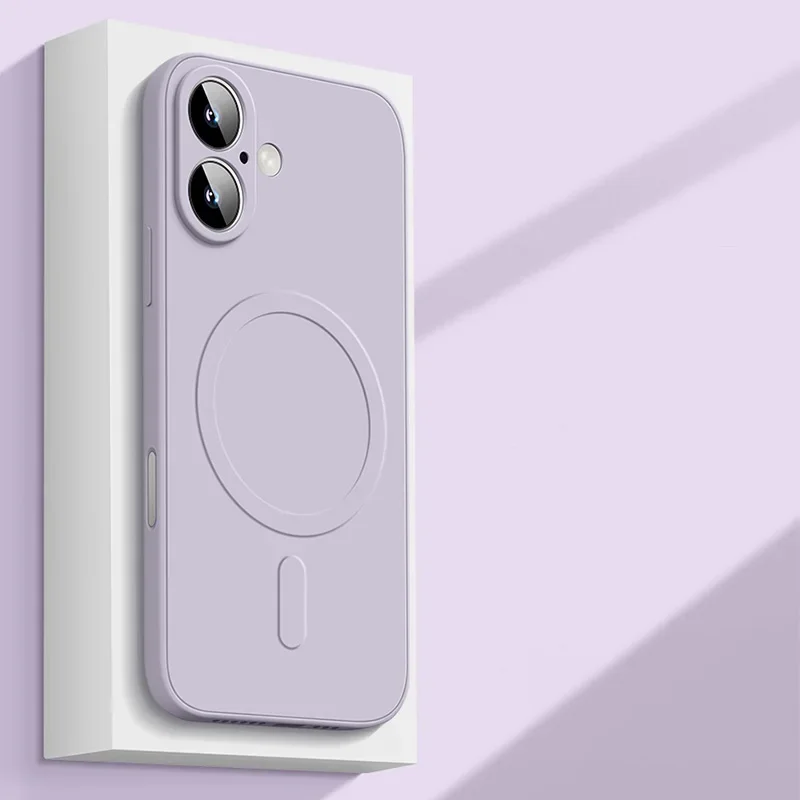 Capa Protetora Magnética De Silicone Líquido (roxo Claro Para Iphone 17 Air), Compatível Com Carregamento Sem Fio, Capa Macia.