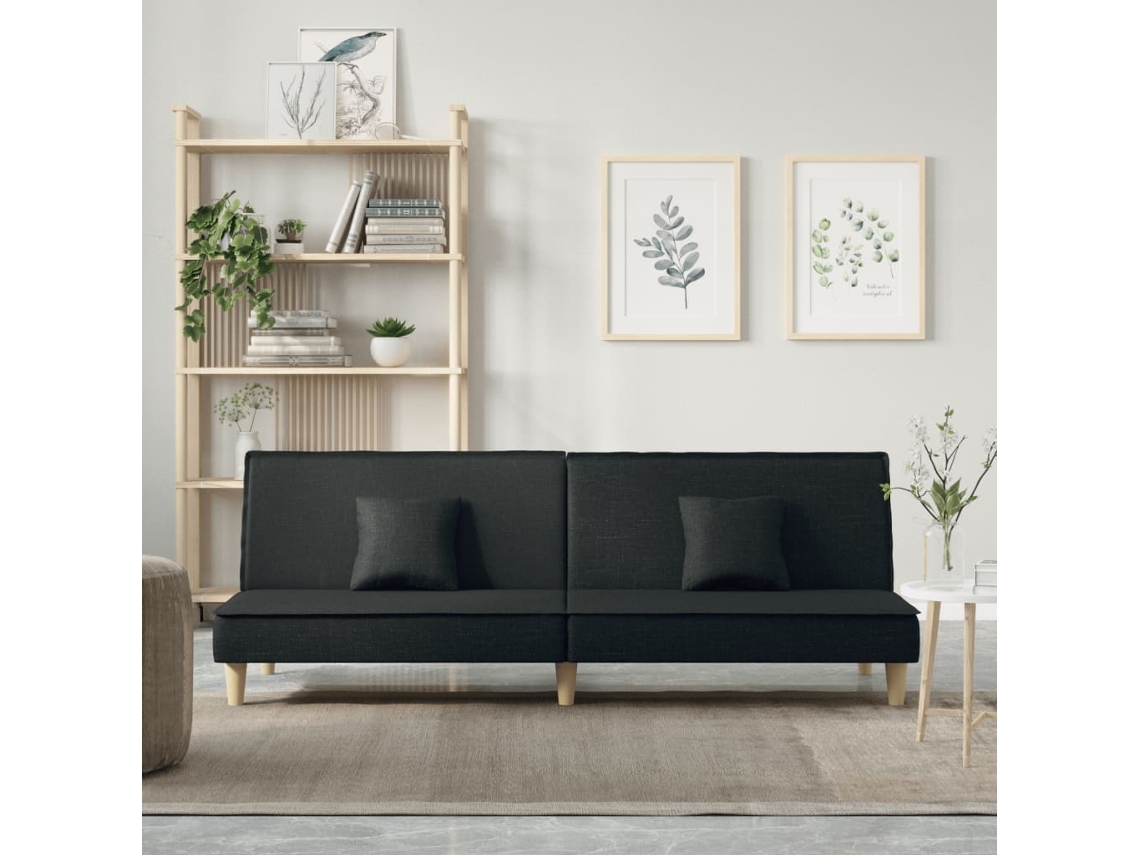 Vidaxl Sofá-cama Tecido Preto