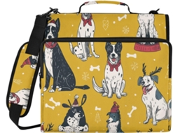 Organizador de documentos à prova d'água com estampa de cachorrinho amarelo animado, argolas e zíper triplo de 1,5 polegadas.