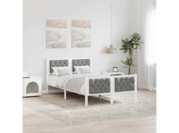 Vidaxl Estrutura Da Cama Com Cabeceira Cinzento-claro 135 X 190 Cm