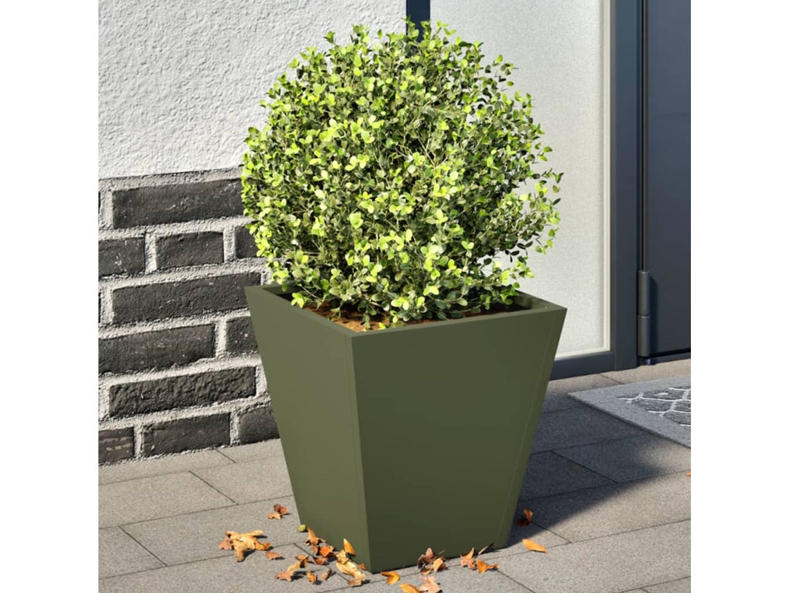 Vidaxl Vaso/floreira De Jardim 2 Pcs 30x30x30 Cm Aço Verde Azeitona