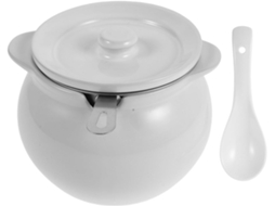 Recipiente De Cerâmica Para Armazenamento Gordura Cozinha Showeroro Com Tampa E Filtro, 700ml 24oz, Branco, Para Bancada