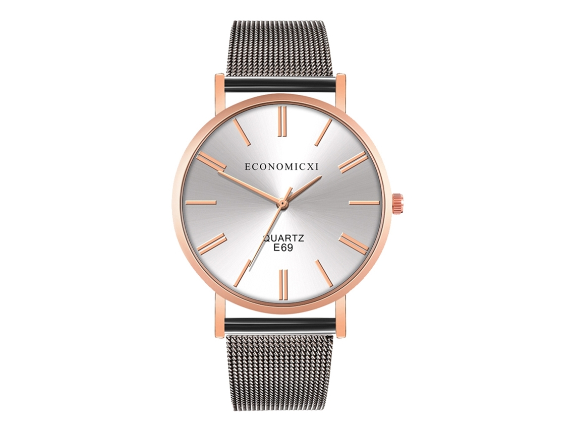 Reloj De Cuarzo Casual Y Elegante De Estilo Simple Para Muñeca Moda Popular (blanco Oro Rosa+negro)