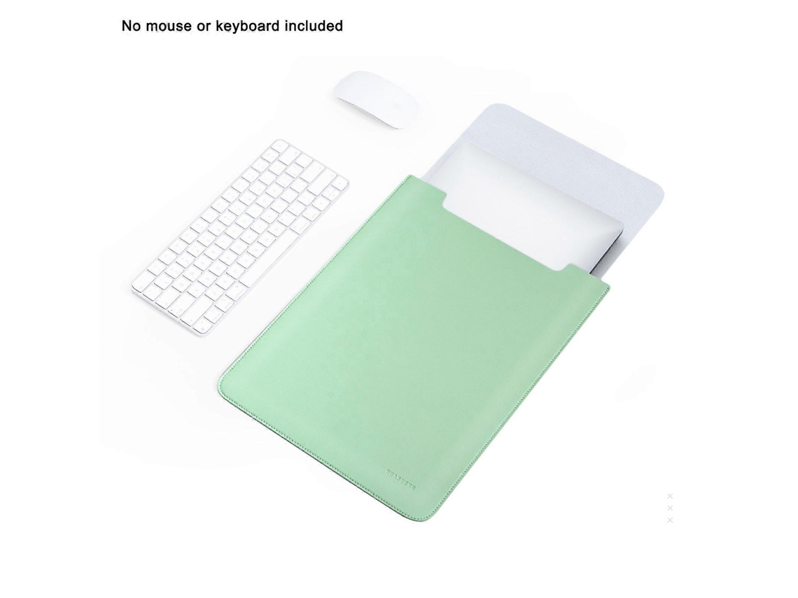 Bolsa para laptop Huasheng de 11 polegadas, capa vertical ultrafina de couro sintético portátil não magnética para laptop, verde menta, Hengrongshen