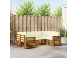 Vidaxl Conjunto De Sofás Para Exterior 6 Unid. Natural E Creme