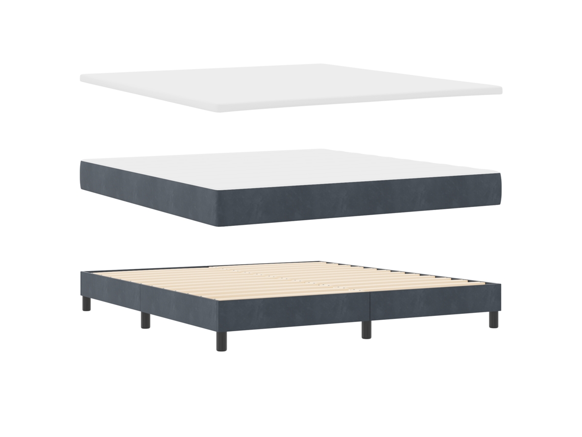 Conjunto 1 Cama Box Vidaxl Cinzento Veludo (180 X 200 Cm)