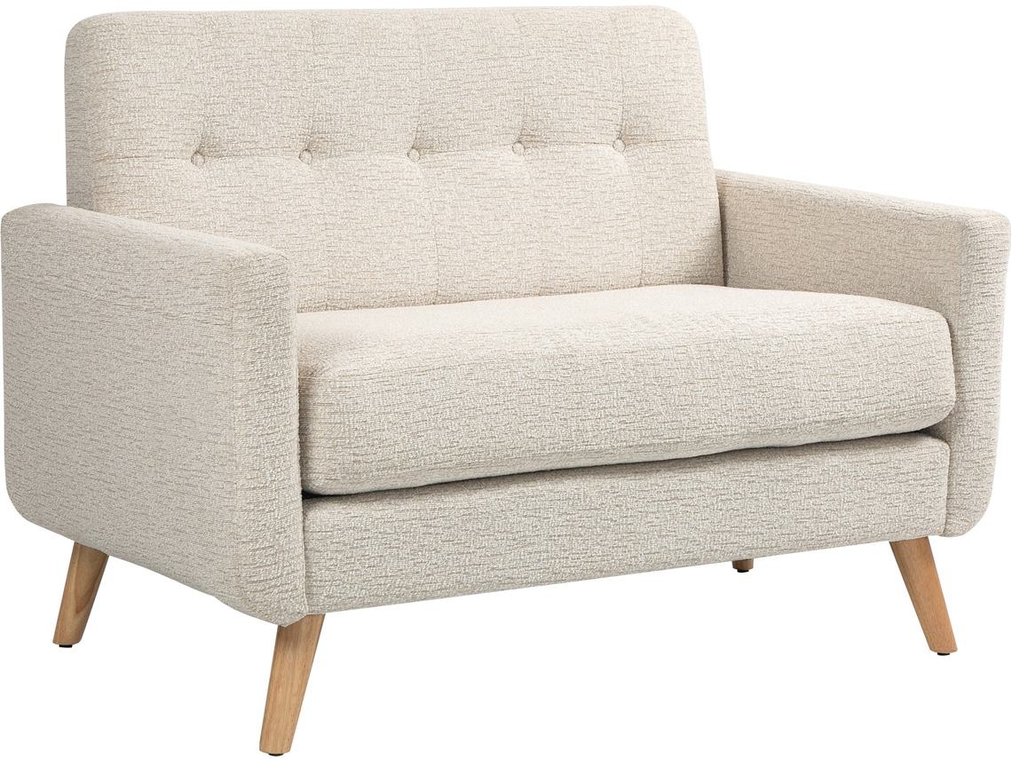 Sofá 2 Lugares Poliester, Melamina de Madeira e Espuma Cor Bege 114x71x82 cm Homcom