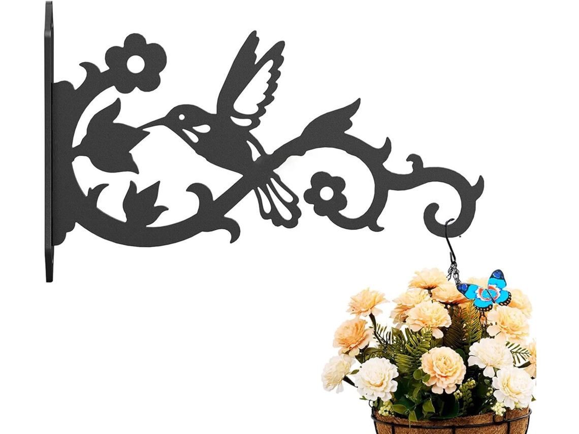 Suporte de Parede para Plantas, Gancho em Formato de Beija flor, Suporte Decorativo Rústico para Uso Interno e Externo, CHABERLU