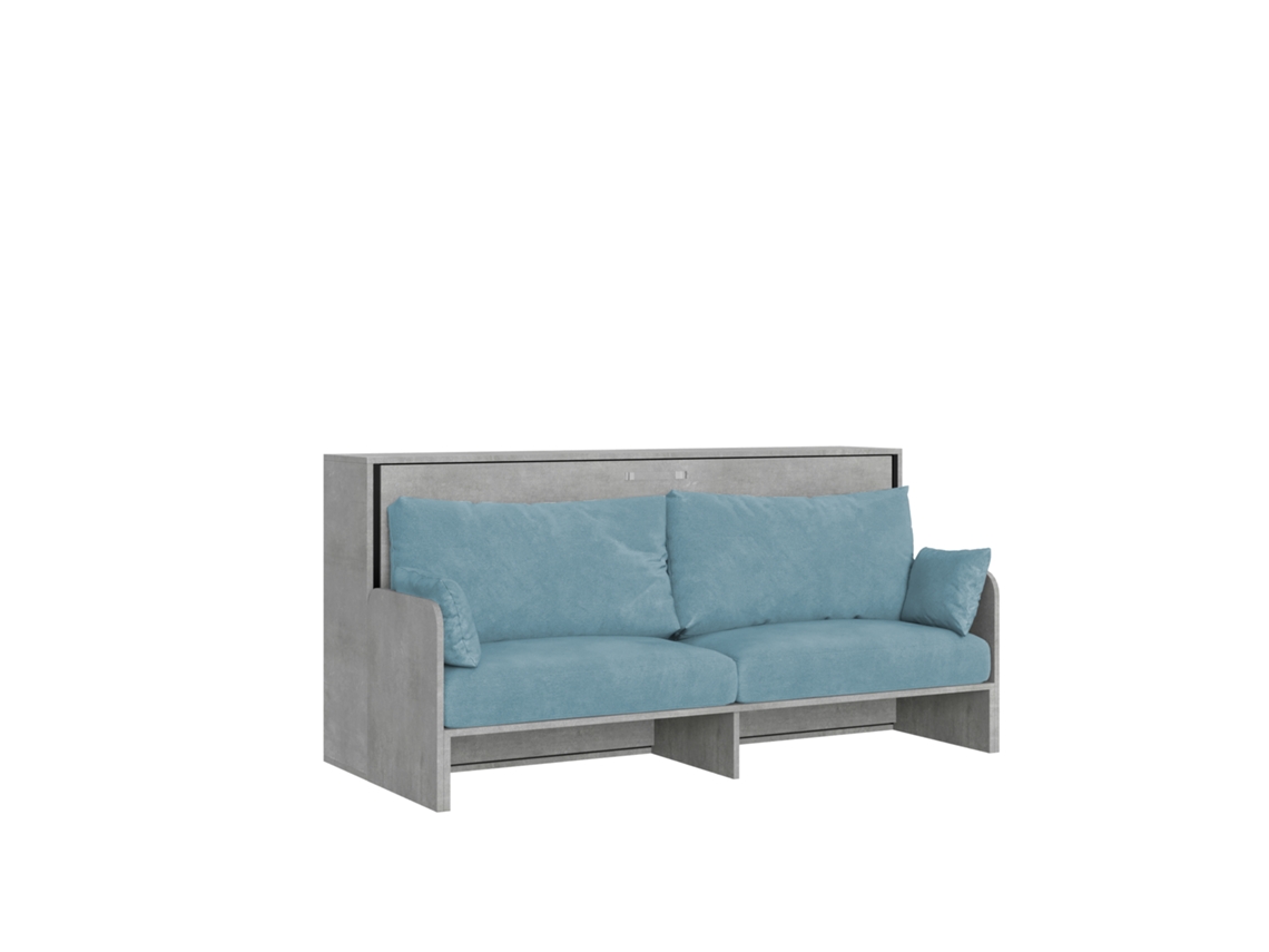 Cama De Solteiro Kando Com Sofá E Colchão De Cimento, Azul
