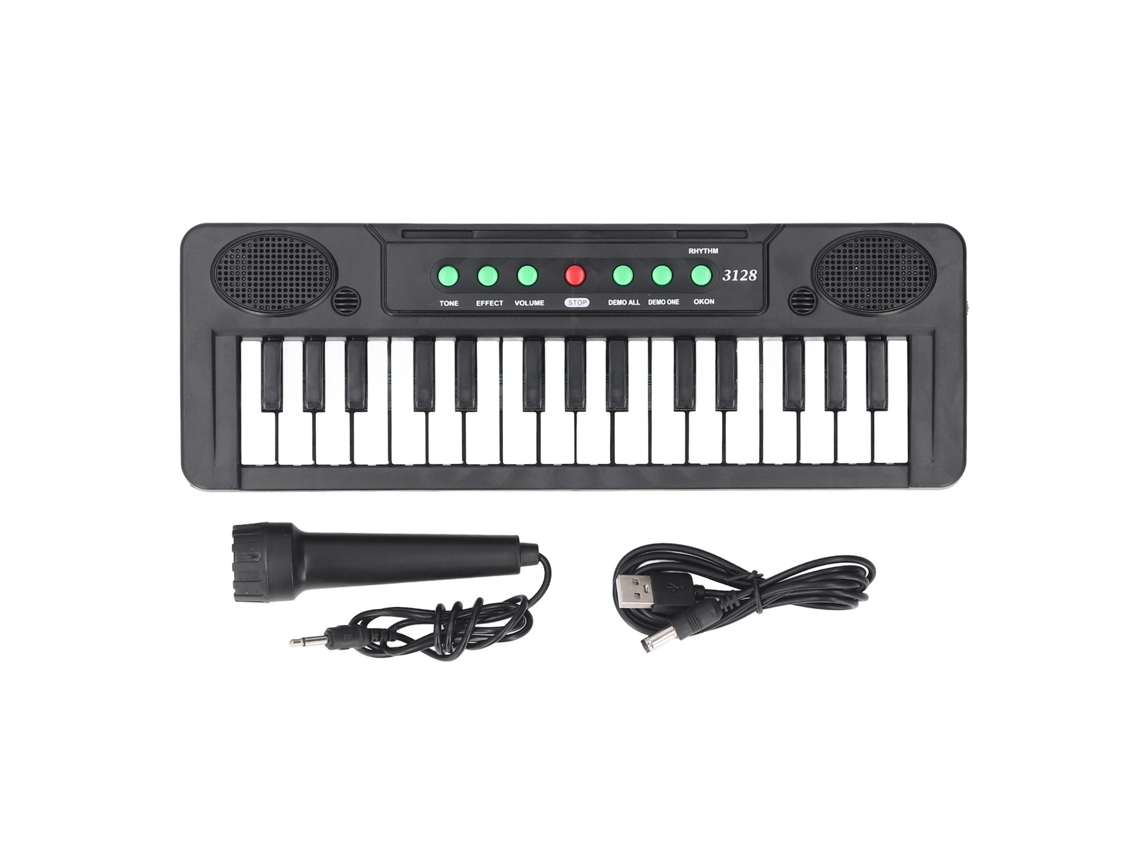 Primerox piano Elétrônico Infantil 31 Teclas com Microfone Músicas Demo Ajuste de Volume