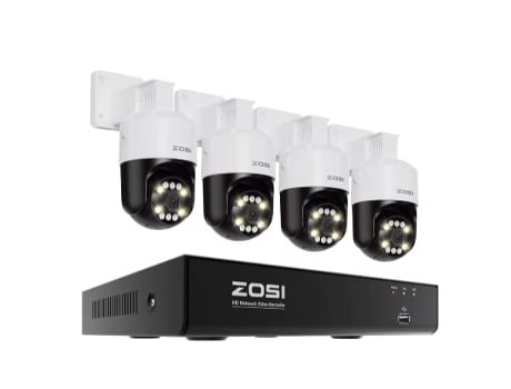 Sistema Videomonitoramento Zosi Wifi 4 Câmeras Giratórias 5mp Ultrahd Imagens Na Tv Monitor Pc Smartphone