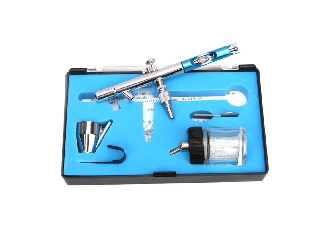 Kit de aerógrafo de dupla ação com Sifão Power, copos de 5cc e 22cc para arte, unhas, decoração de bolos e mãos.