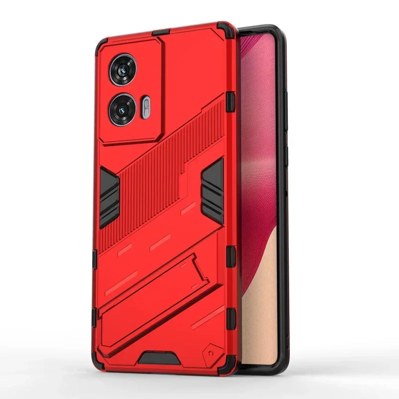 Capa Para Celular (vermelha, Motorola Moto E14) Com Suporte, Capa Traseira Rígida De Policarbonato À Prova De Choque.
