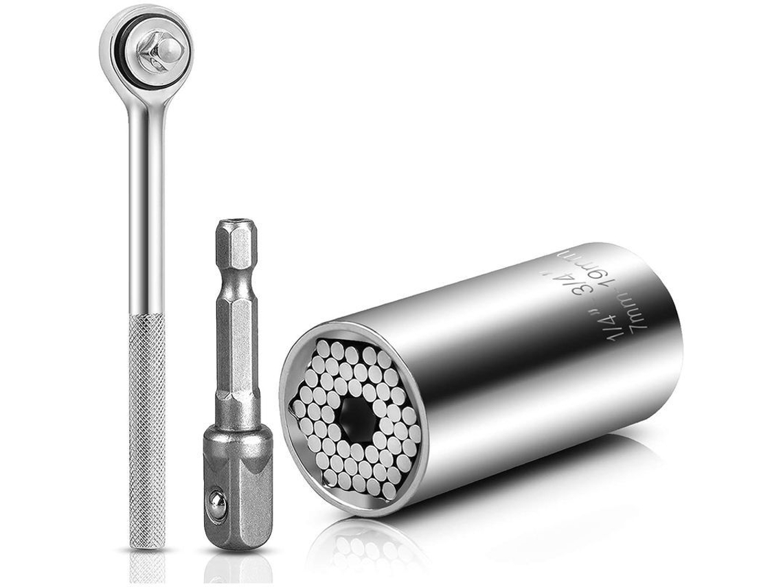Chave de Entrada Universal S/MARCA 7-19mm, Ferramenta Multifuncional, Aço Liga, com Cabo e Adaptador