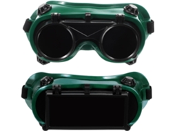 Óculos De Soldagem Em Plástico Verde Com Faixa De Cabeça Ajustável E Design Flip-up.