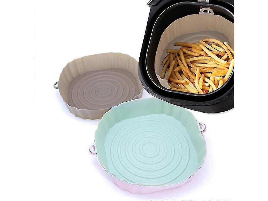 Pot De Silicone Para Air Fryer - Antiaderente, Lavável Na Máquina E Ajustável Para Cestos Redondos Verde