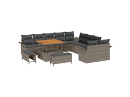 Conjunto 13 Conjunto De Sofá De Jardim Vidaxl Cinzento Vime Pe (100 X 100 X 71 Cm)