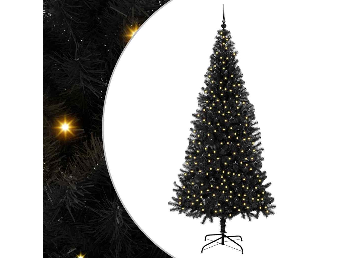 Árvore De Natal Artificial Com Led Vidaxl Preto Pvc (240 Cm)
