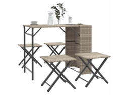 Pcs Conjunto De Jantar P/ Jardim Dobrável Vime Pe Cinza Claro Dkd Home Decor
