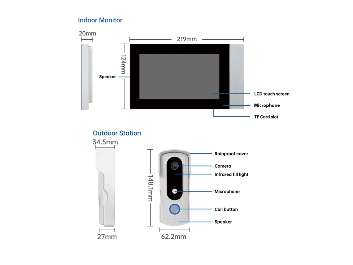 Interfone De Vídeo Laxiscreed Com Ecrã Touchscreen De 7" E Ligação Ao Aplicativo Ty