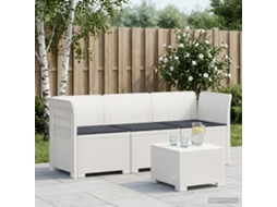 Vidaxl Sofá De Jardim 3 Lugares Com Almofadas Visual Rattan Pp Branco