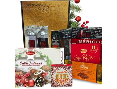 Cabaz Gourmet De Natal 2025 – Presunto, Chouriço, Salpicão, Sobrassada E Morcela Ibéricos + Húmus + Bombons + Polvorones + Turrão De Chocolate (l)