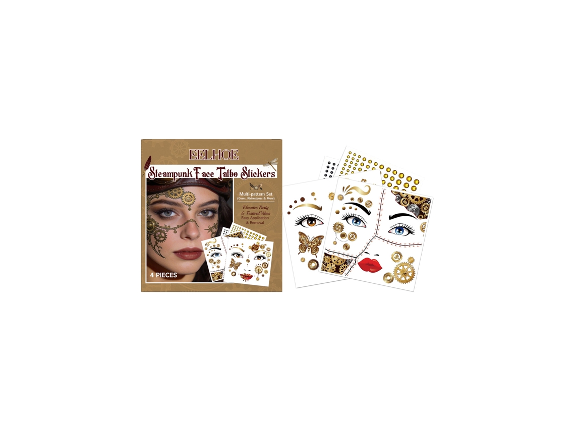 Laxiscreed Kit de Tatuagem Temporária para Rosto, Estilo Punk de Festa