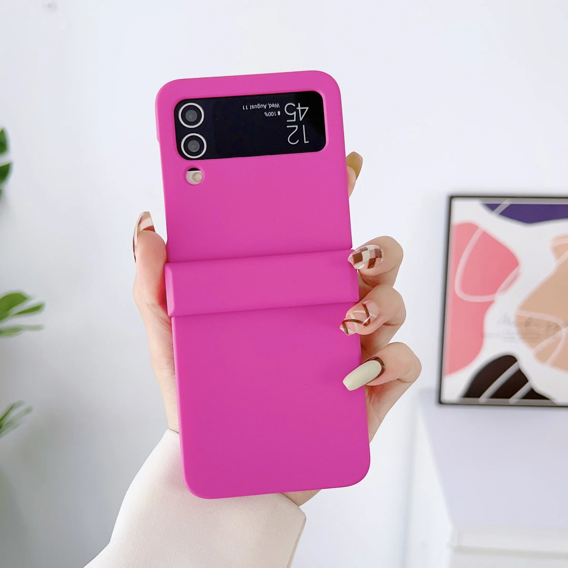 (vermelho Rosa, Galaxy Z Flip 7 Fe) Capa Dobrável Rígida Ultrafina Para Celular, Resistente A Impactos, Confortável Ao Toque E Altamente Protetora.
