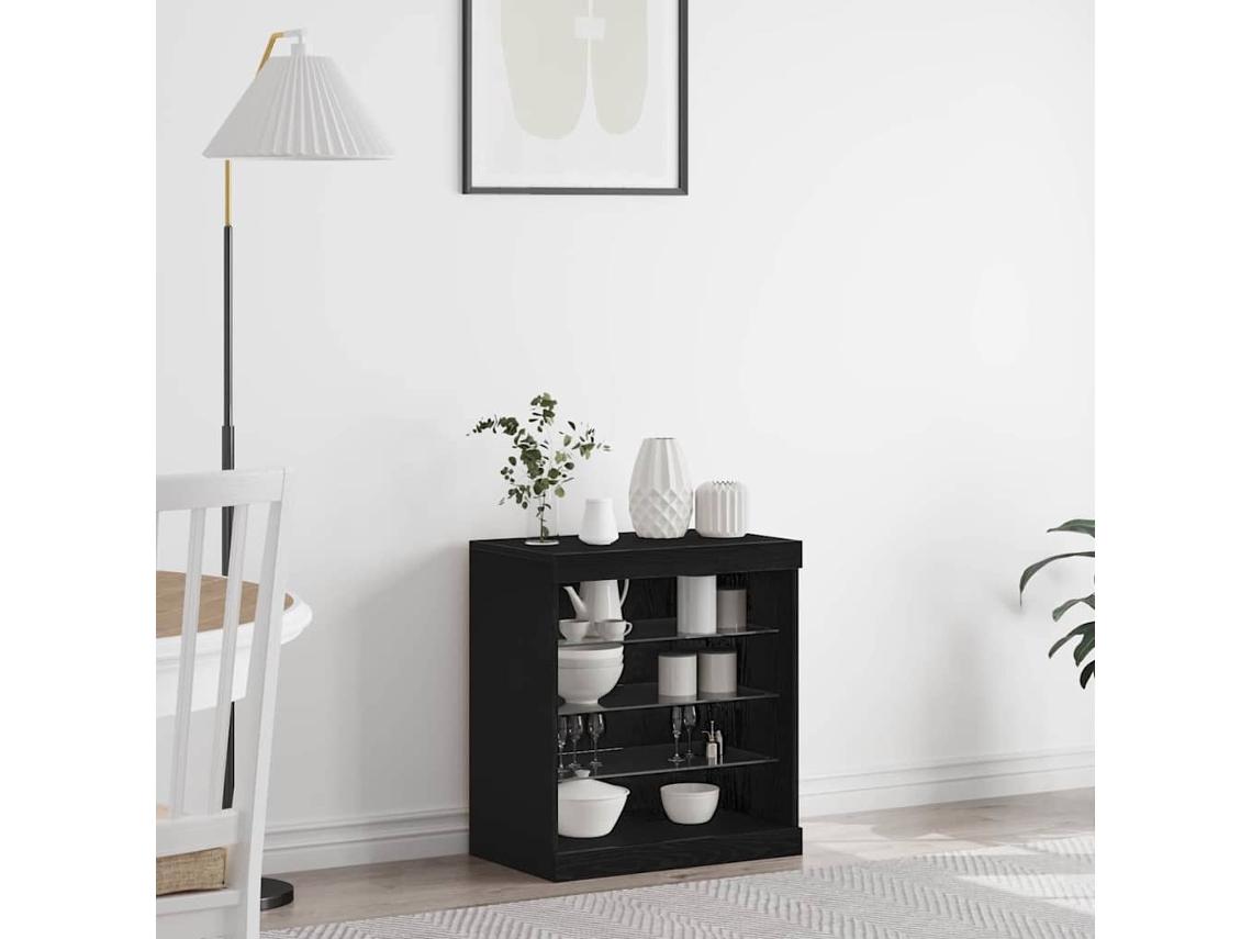 Vidaxl Aparador Led Com Fitas Led Carvalho Preto 60,5 X 37 X 67 Cm
