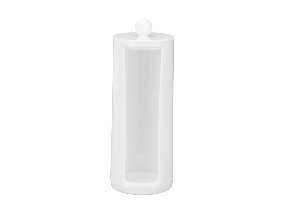 Conjunto De 2 Armazenamento Discos De Algodão Relaxdays, Acrílico, Redondo, Dispensador Com Tampa, Axd: 20x7cm, Branco