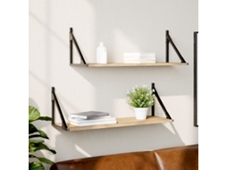 Vidaxl Prateleiras De Parede 2 Peças Carvalho Sonoma 80x25x25,5 Cm Madeira Projetada