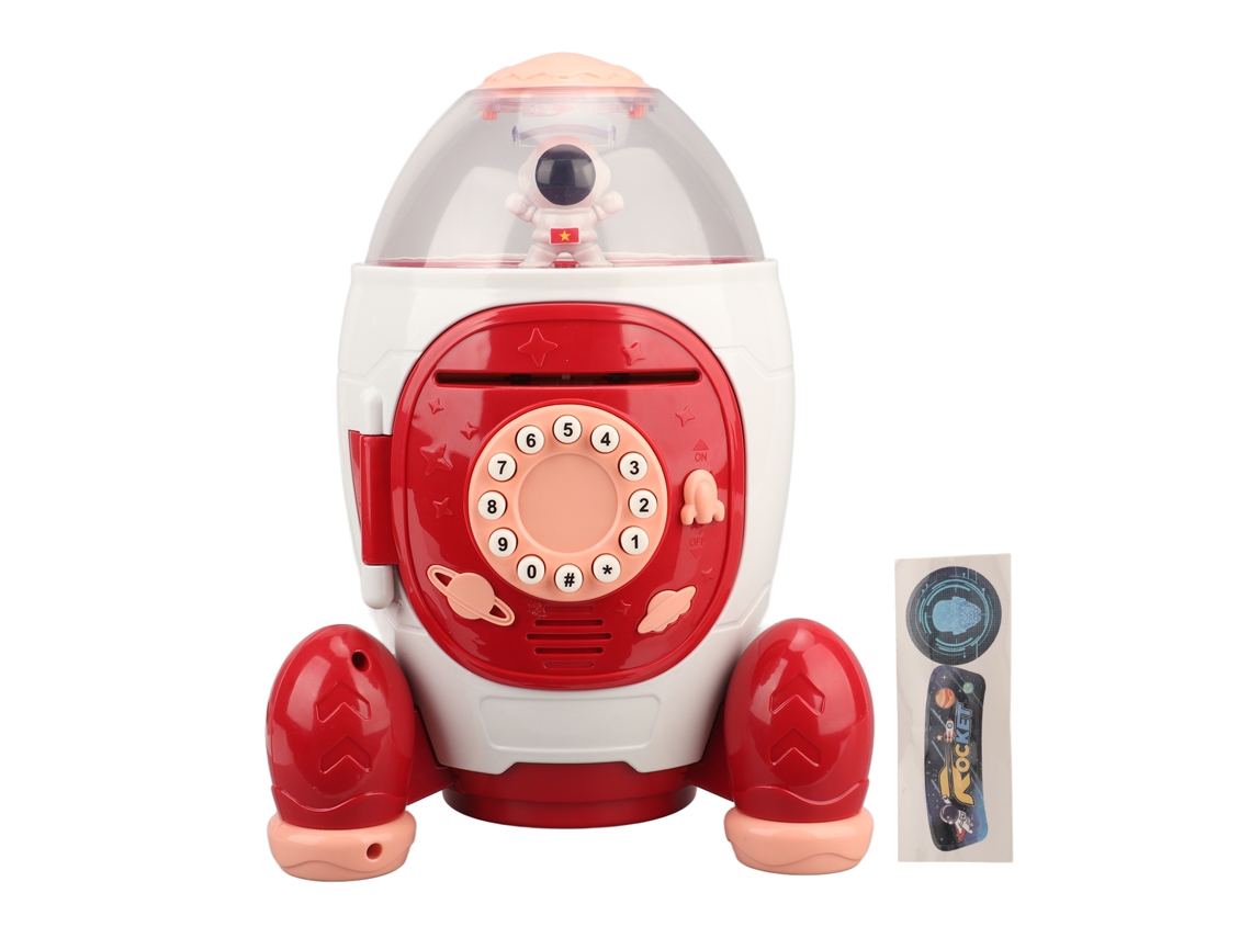Walshlxq caja de Ahorro para Niños, Banco Espacial Con Contraseña, Cofre de Monedas Infantil Rojo
