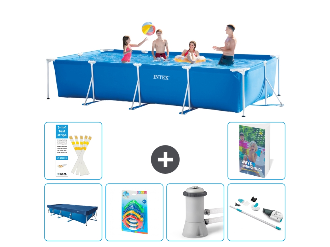 Intex Piscina Com Estrutura Retangular - 450x220x84 Cm - 7-peças S68