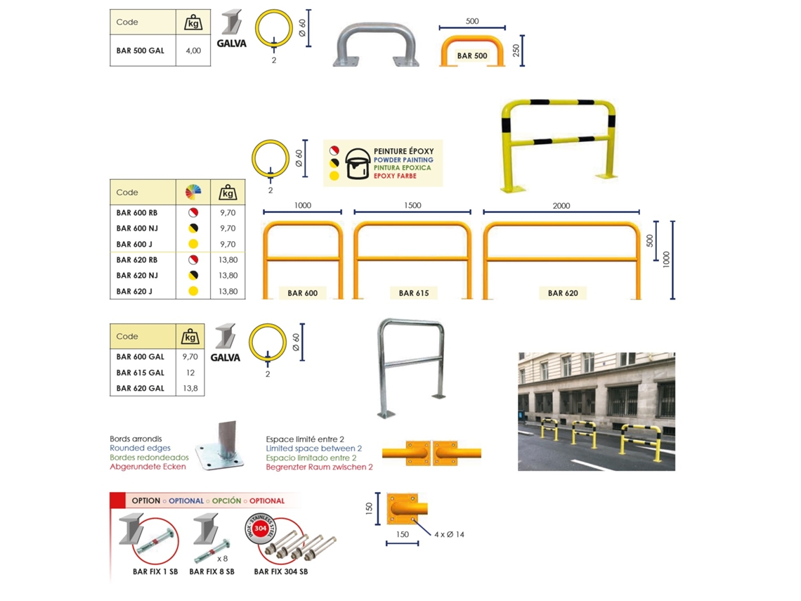 758136334 Barrera Protectora Bar620j Amarillo Ø60 2000x1000mm Metalworks
