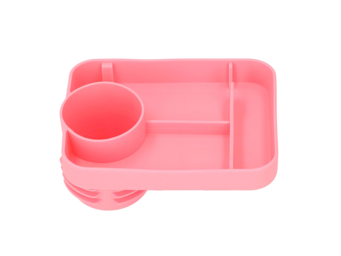 Bandeja Silicone Para Carrinho De Bebê Multifuncional Com Porta-copo E Compartimentos Rosa