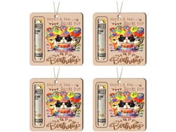 Kaart De Verjaardag - Houten - 4 Unidades - Regalo Criativo - Dinheiro Regalo - Multicolor - 10 X 10 Cm - Motivo Gatos - Cartão De Dinheiro