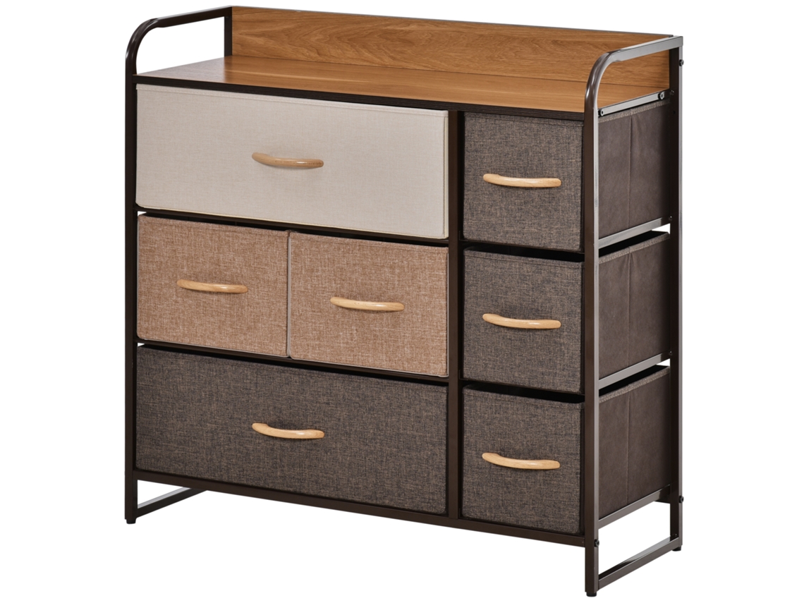 Cómoda Com 7 Gavetas Em Tecido E Prateleira Mdf 80x29x78,5cm Multicolor