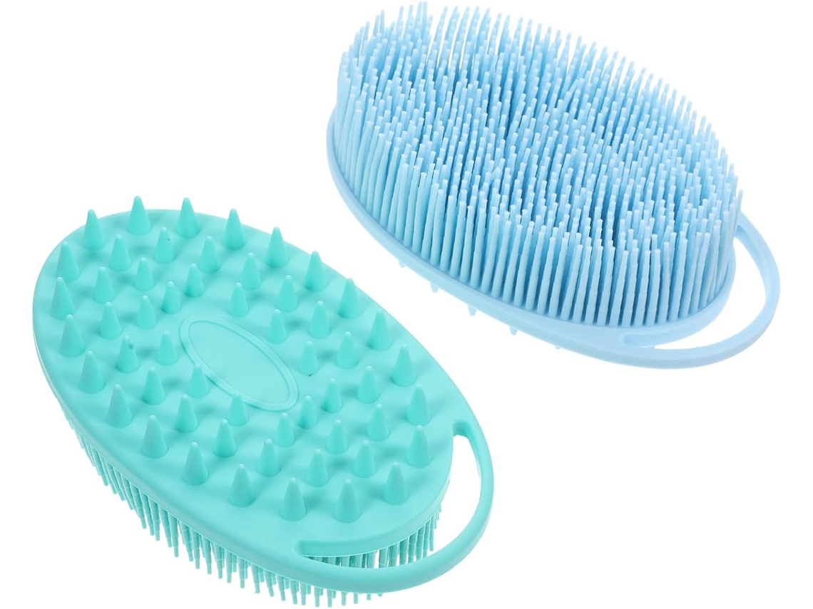 Escovas De Silicone Dupla Face Para Limpeza Profunda E Massagem Corporal No Banho, Conjunto Com 2 Unidades