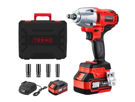 Chave De Impacto Sem Fio Sem Escova 1/2 600nm 20 V Com Bateria De 4,0 Ah, Chave De Impacto Com 4 Soquetes De Impacto Teeno (17/19/21/22mm)