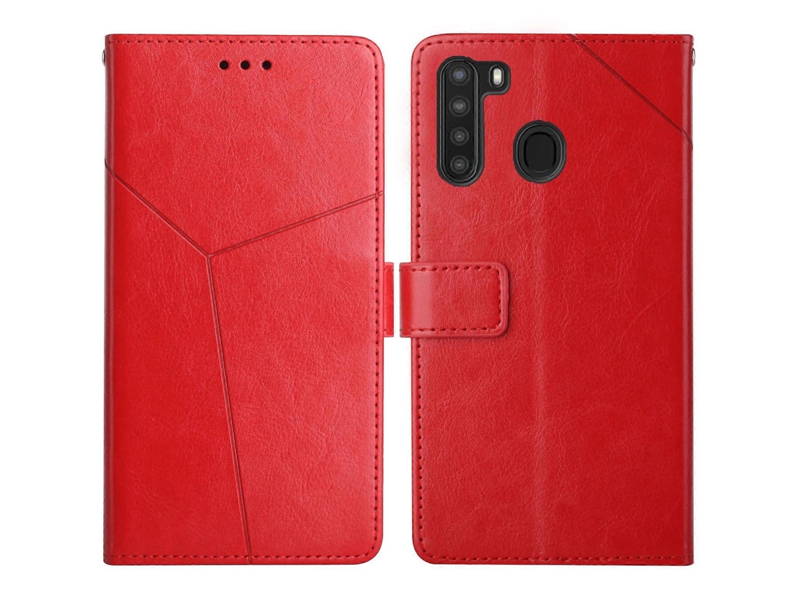 Capa De Couro Com Costura Horizontal Para Samsung Galaxy A21 Y, Com Suporte, Compartimentos Para Cartões, Carteira E Porta-retratos.