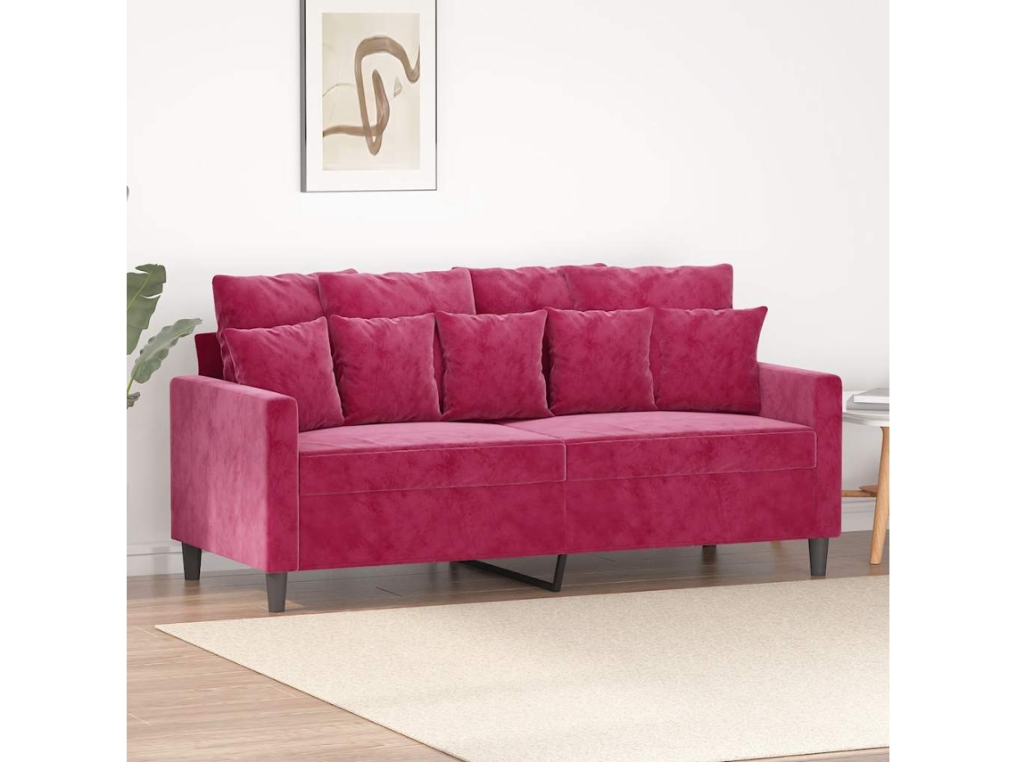 Vidaxl Sofá De 2 Lugares Veludo 140 Cm Vermelho Tinto