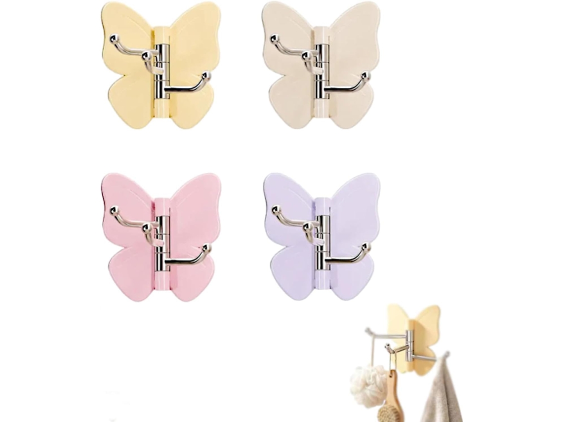 Ganchos De Parede Com Design De Borboleta Para Banheiro, Funcional