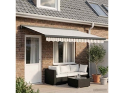 Vidaxl Toldo Retrátil Cinza Claro E Branco 400 × 300 Cm Tecido E Metal