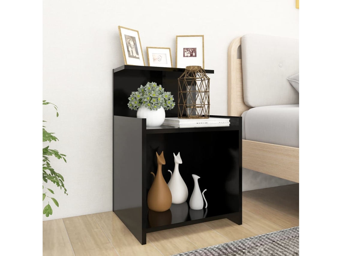Vidaxl Mesa De Cabeceira 40x35x60 Cm Derivados De Madeira Preto